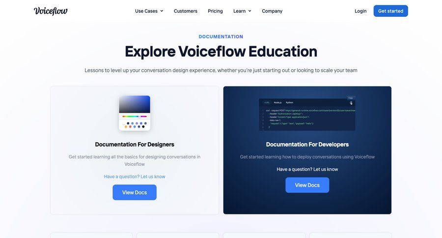 Voiceflow
				documentation page example