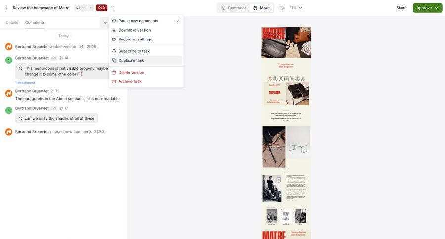 Workflow
			detail page collection comments & reactions popover task management collaboration menu ui page example
