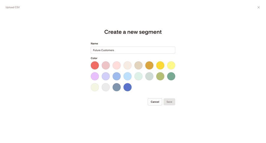 Flodesk
			 data management form audience management color selection create generate announcement email marketing ui page example