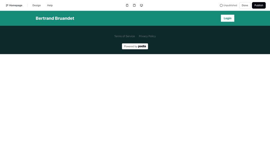 Podia
			edit design editor login navigation bar ui page example