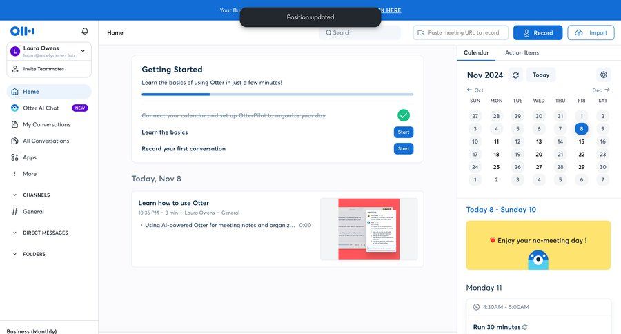 Otter
			calendars onboarding team collaboration dashboard sidebar navigation artificial intelligence onboarding scheduling meetings content hierarchy getting started sidebar date picker datepicker chonology time picker menu tips progress bar modern time selector voice meeting ui page example