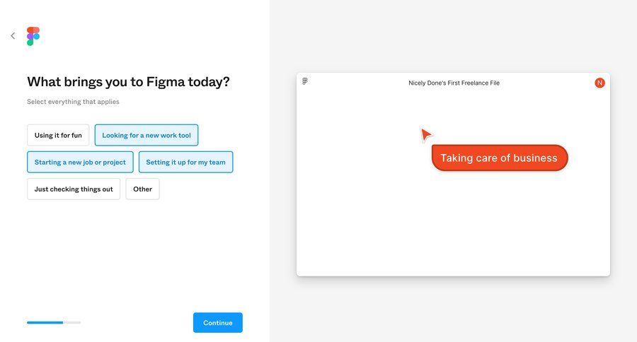 Figma
				onboarding page example