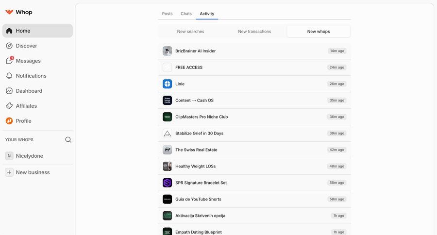 Whop
				home ui page example