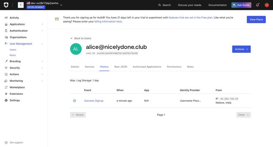 Auth0
			history sidebar navigation user management account setup user authentication user activity account settings billing history user permissions sidebar security table pagination ui page example