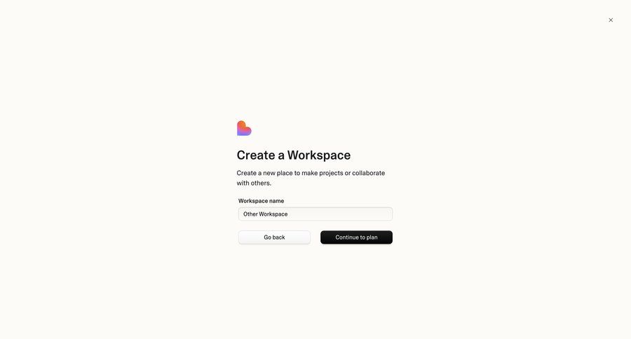 Lovable
			 collaboration project management onboarding form account setup full screen modal workspace creation setup modern ui page example