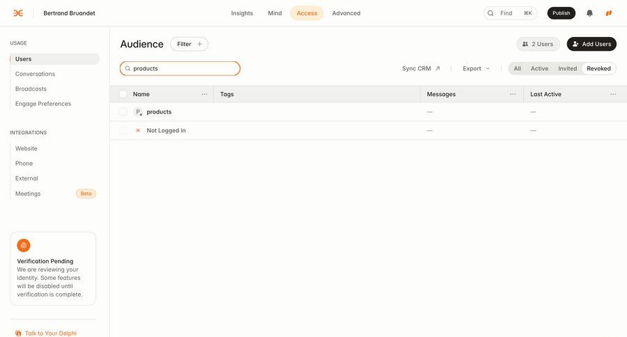 Delphi
			 customer engagement audience management ui page example