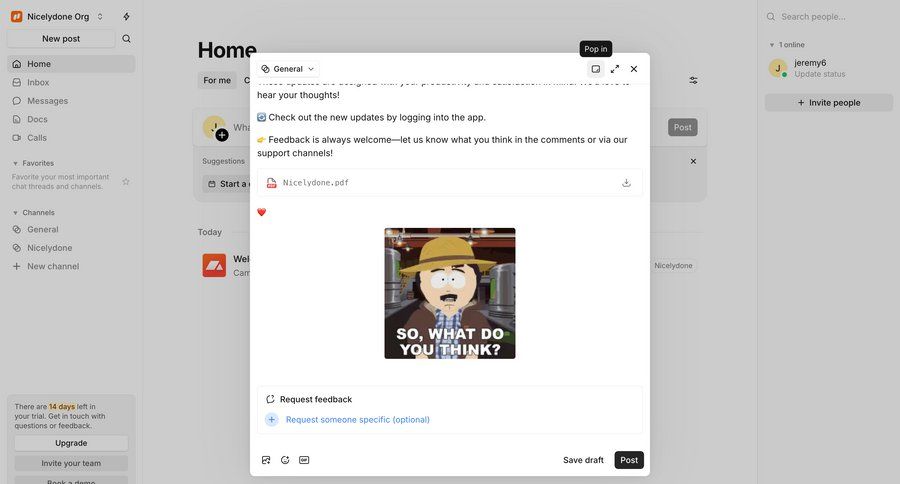 Campsite
			messaging comments & reactions content management collaboration sidebar navigation file upload content sharing feedback collection sidebar communication chat messages upload file chat interface check out search suggestions suggestion ui page example