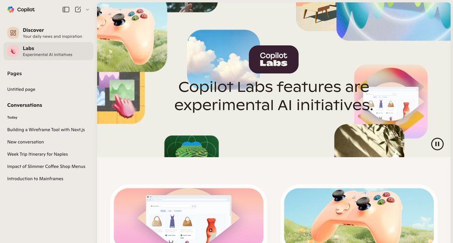 Copilot
			 dashboard sidebar navigation artificial intelligence grid content discovery navigation menu ui page example