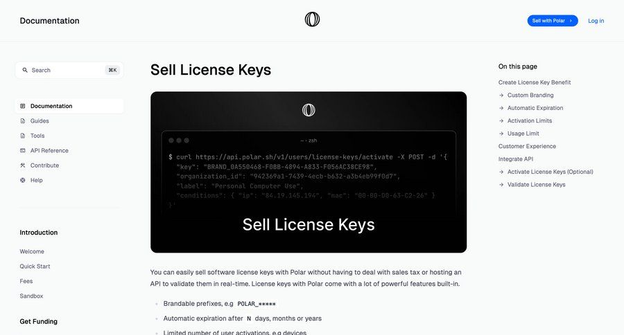 Polar
			 dashboard warning free tier doc documentation docs quick keys transaction history version history ui page example