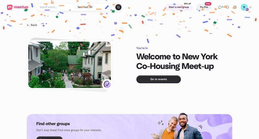 Meetup
				onboarding ui page example