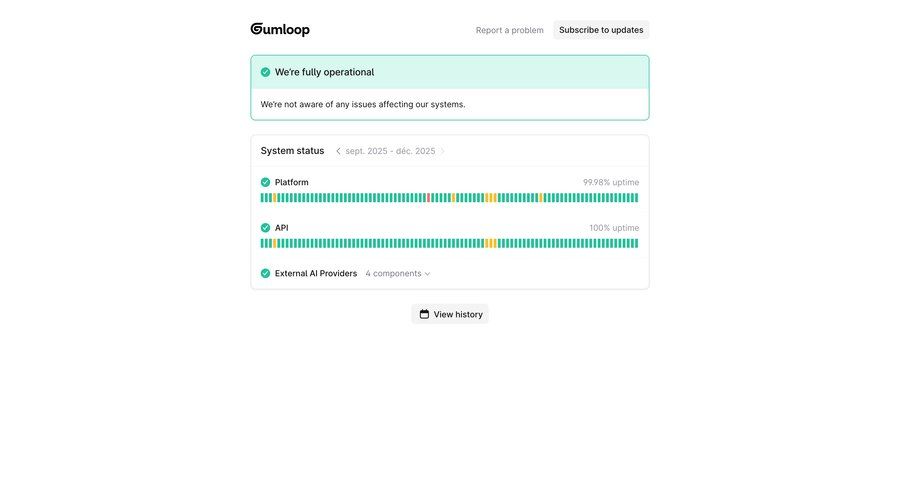 Gumloop
				system status ui page example