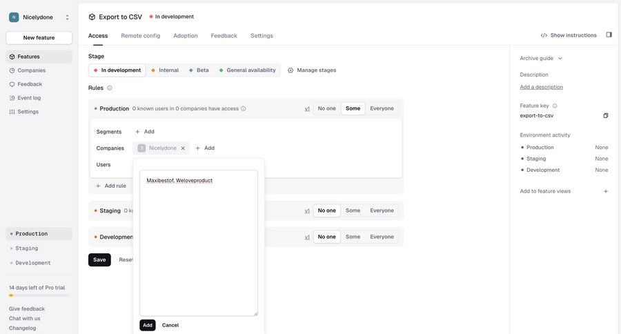 Reflag
			 configuration settings access control cancel action save changes ui page example