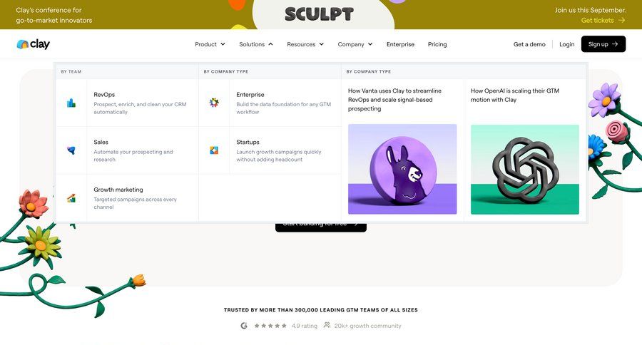 Clay
				dropdown & other states page example