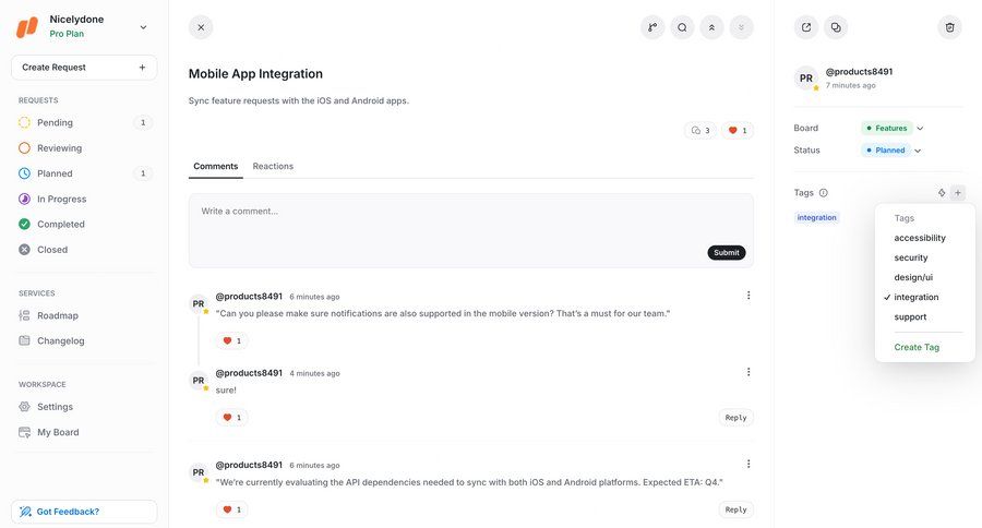 UserJot
			 collaboration project management tagging tag management menu ui page example