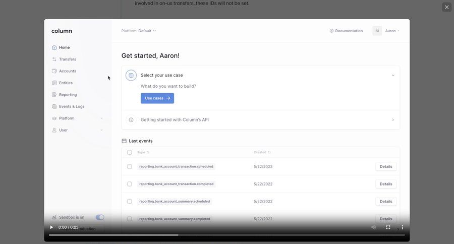 Column
			 modal finance changelog ui page example