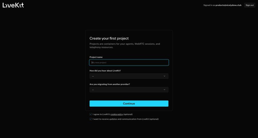 Livekit
				signin ui page example