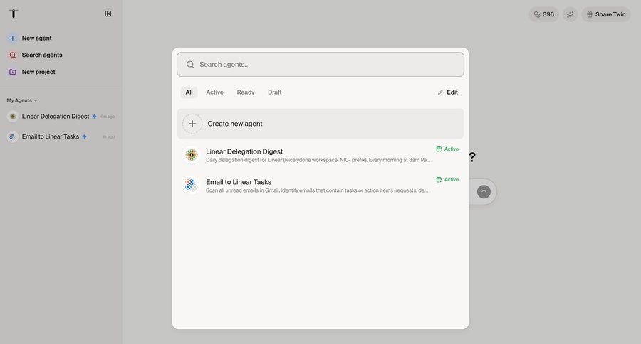 Twin
				command palette ui page example