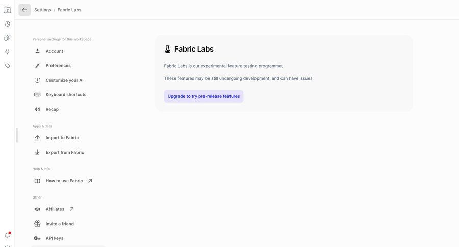Fabric
			 settings ui page example