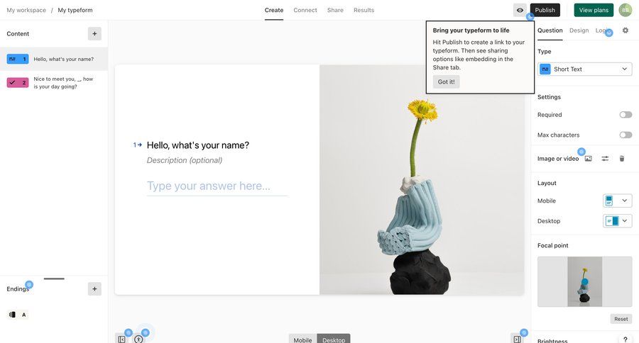Typeform
			      ux ui design