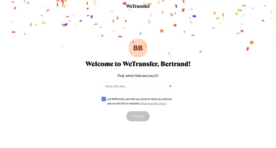 WeTransfer
			 onboarding form content hierarchy document list call to action setup on boarding ui page example