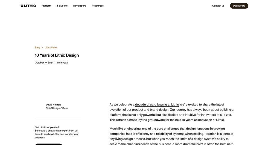 Lithic
			 blog post ui page example