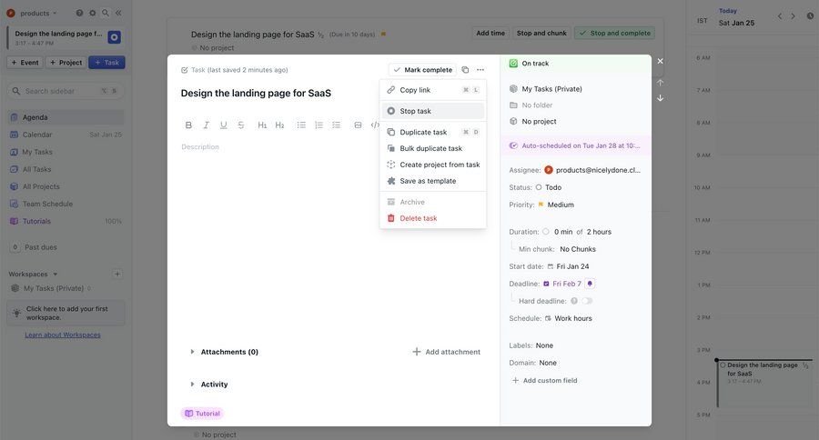 Motion
			 task management collaboration project management form attachment bulk delete bulk edit bulk archive sidebar information page detail view info view menu ui page example