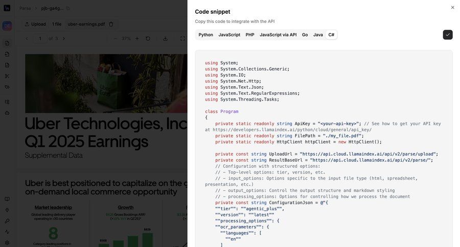 Llamaindex
				integrations ui page example