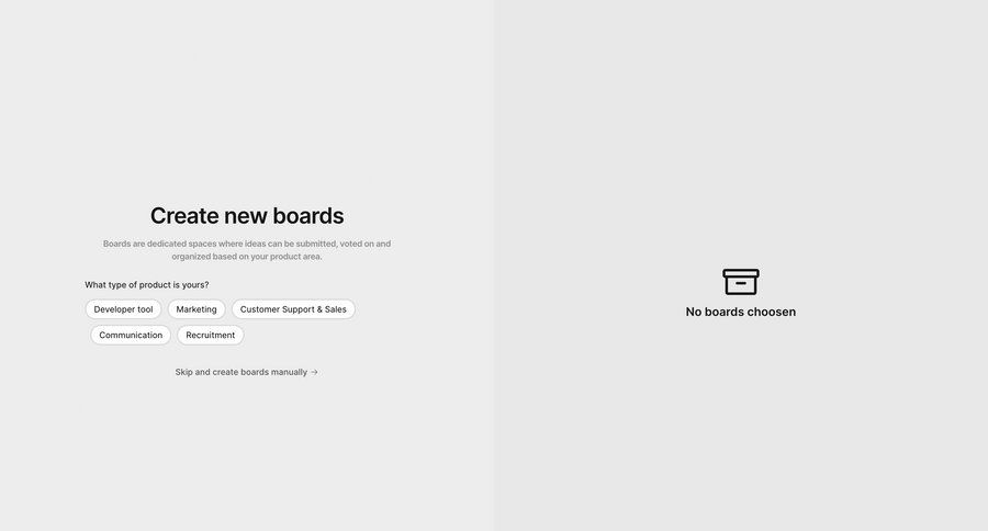 FeatureOS
			 collaboration project management onboarding full-screen layout setup ui page example