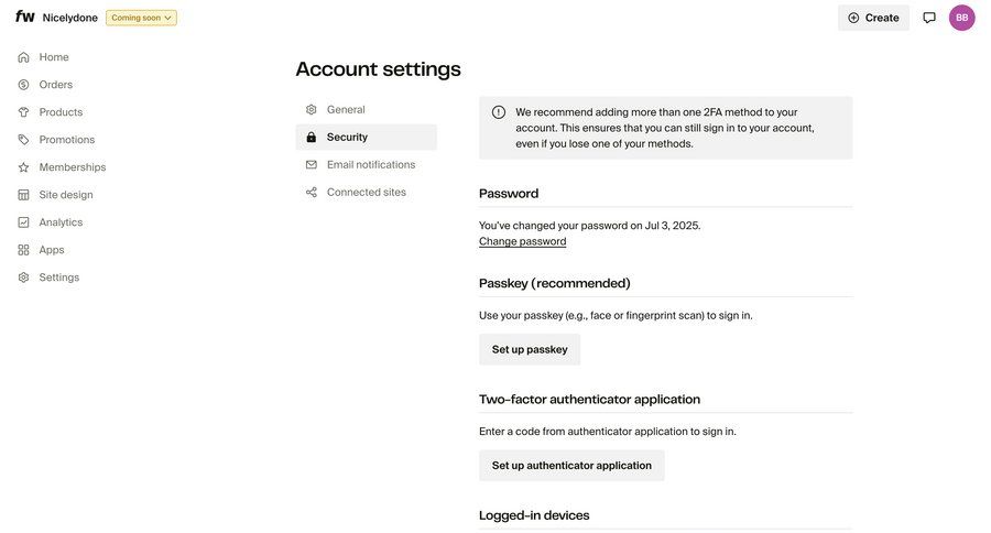 Fourthwall
			settings security account settings security settings authentication sidebar settings security account management account settings password management configuration change password ui page example