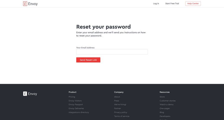 Envoy
				password reset page example