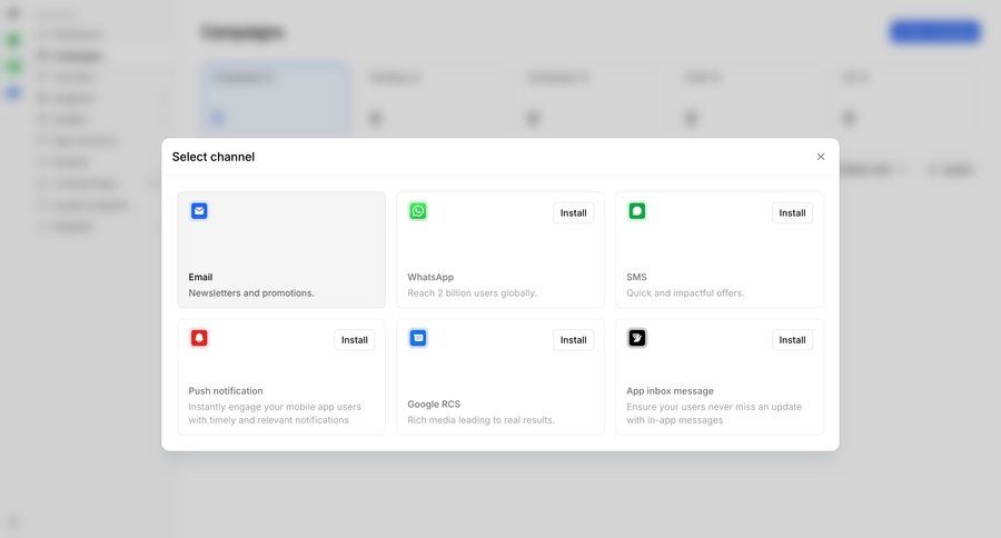 Bird
			 marketing automation integration setup campaign creation ui page example