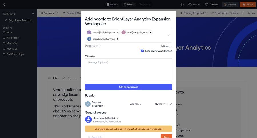 Dock
			team modal & popover sharing settings invite teammate team collaboration ui page example