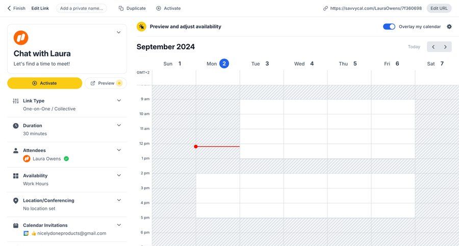 SavvyCal
			 configuration scheduling meetings calendar screen sidebar modern accordion duplicate configuration screen time management ui page example