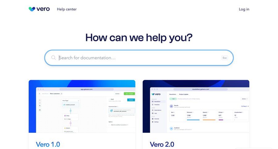 Vero
				support / help center page example