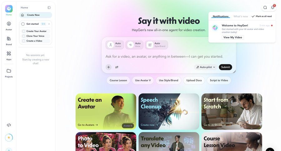 HeyGen
				notification ui page example
