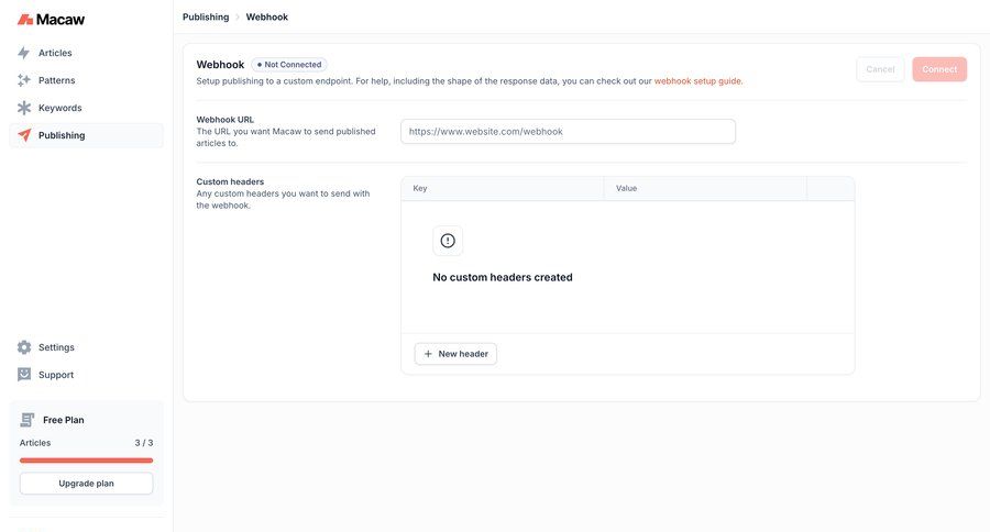 Macaw
			settings integration settings configuration settings sidebar navigation form free plan sidebar integration table check out ui page example