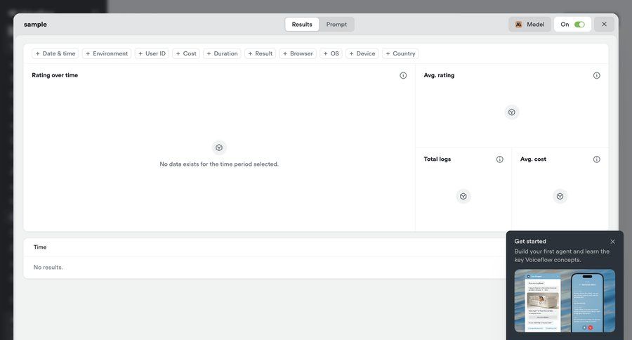 Voiceflow
			 performance metrics ui page example