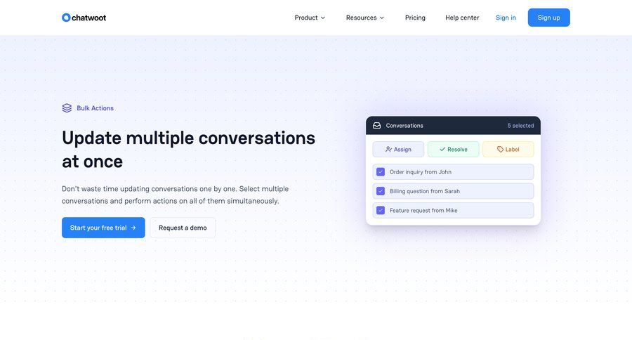 Chatwoot
			 inbox management ui page example