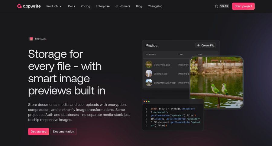 Appwrite
			 b2b saas ui page example