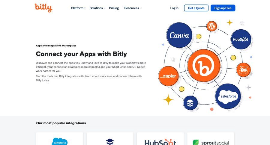 Bitly
			 manage links research media gallery search bar conversational ui page example