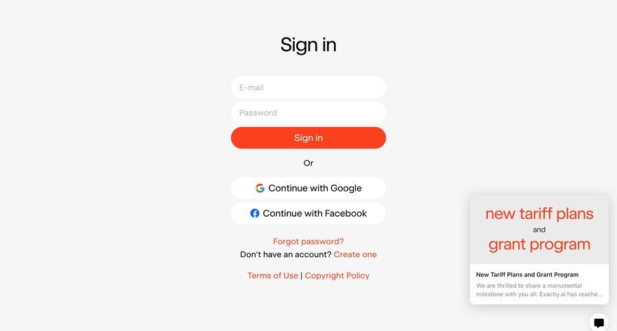 Exactly
				signin page example