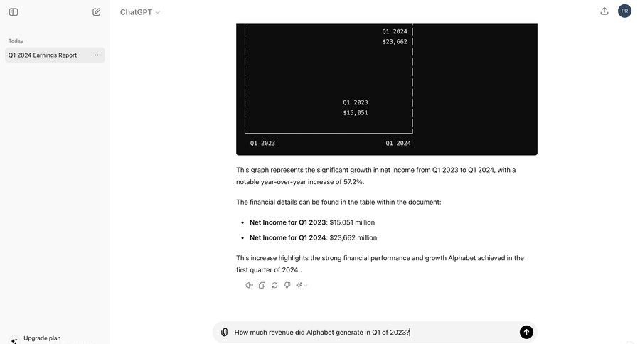 ChatGPT
			 finance data analysis conversational ui financial reporting data visualization review summary ui page example
