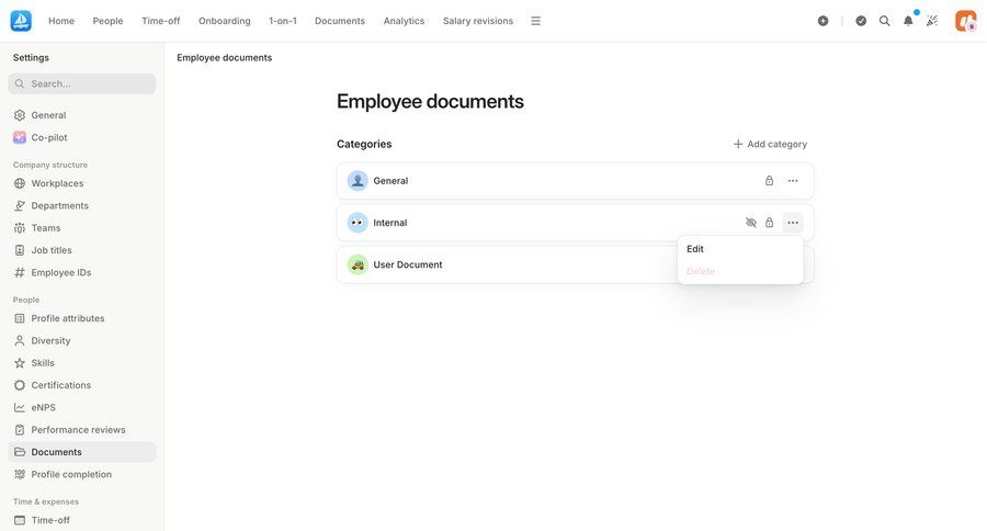 Aboard
			settings list delete edit account settings document management ui page example