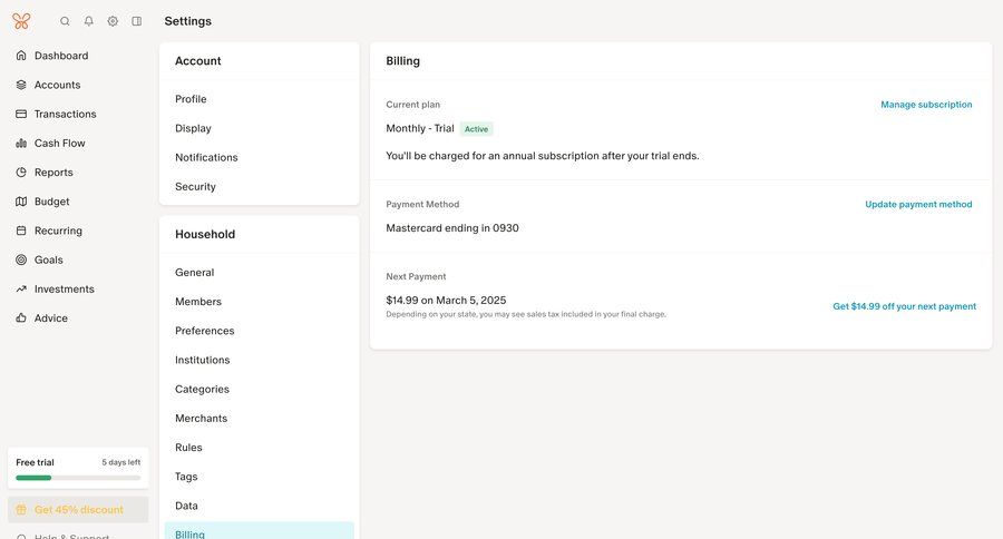Monarch
			billing settings settings dashboard sidebar navigation account management account setup finance account settings subscription management payment method billing history sidebar ui page example
