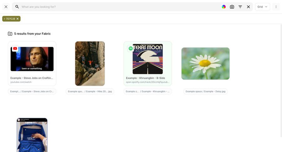 Fabric
			 content discovery media gallery global search search results ui page example