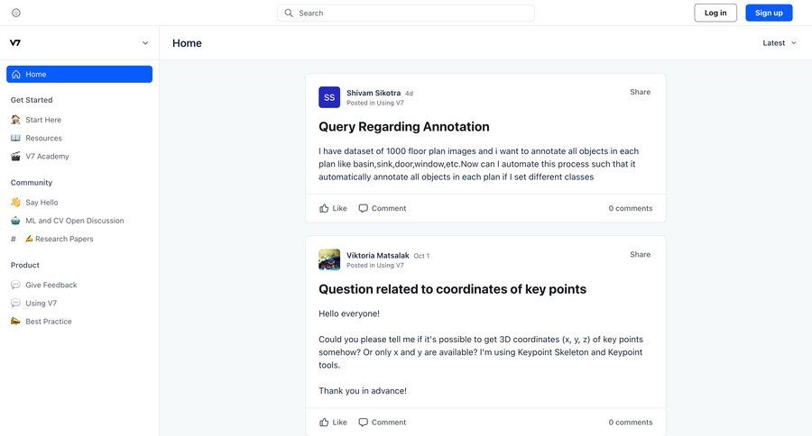 V7
			community free account drag & drop search suggestions comment mode command k ui page example