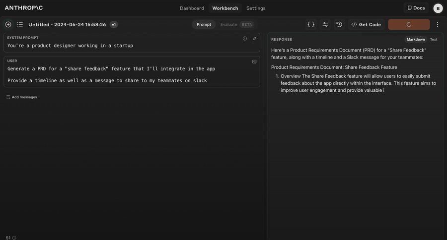 Anthropic
			 artificial intelligence split screen document creation menu documentation dashboard layouts code snippet ui page example