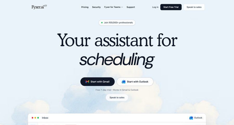 Fyxer
				landing page ui page example