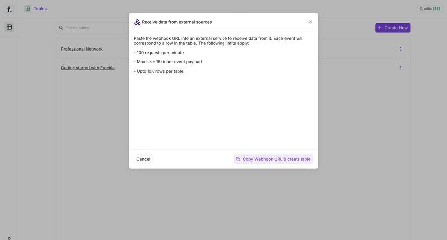 Freckle
			create modal & popover information state modal screen data management ui page example