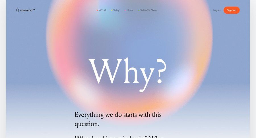 Mymind
			about & company mission values mobile ui page example